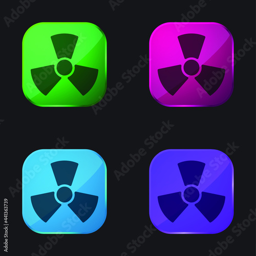 Biohazard four color glass button icon