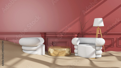 Room interior with Wall Background. 3D rendering  3D illustration  