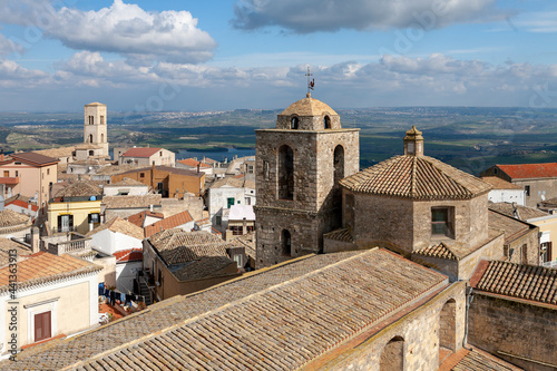Miglionico, Matera. Veduta aerea del borgo dal campanile della Chiesa di Santa Maria Maggiore 