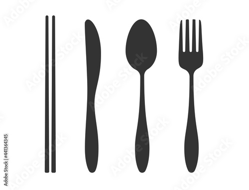 Chopsticks, knife, spoon and fork