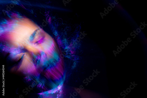 lightpainting portrait, new art direction, long exposure photo without photoshop, light drawing at long exposure	
