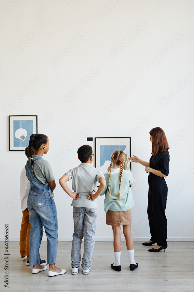 Childrens looking at an art art gallery