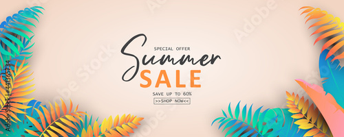 Summer banner template for advertising summer arrivals collection or seasonal sales promotion