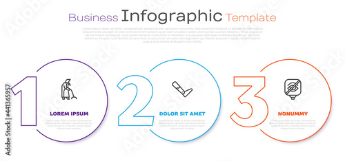Set line Grandmother, Prosthesis leg and Blindness. Business infographic template. Vector
