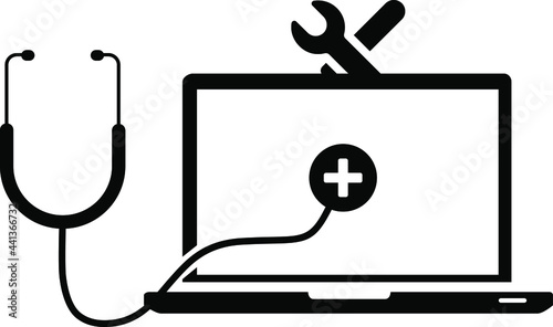 electronic devices repair logo icon. Phone repair vector image