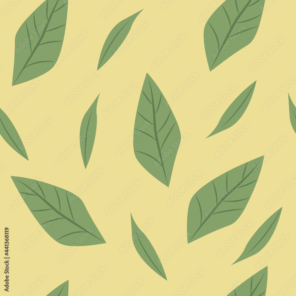 Fototapeta premium vector pattern with green leaves. flat image of a pattern of different green leaves 