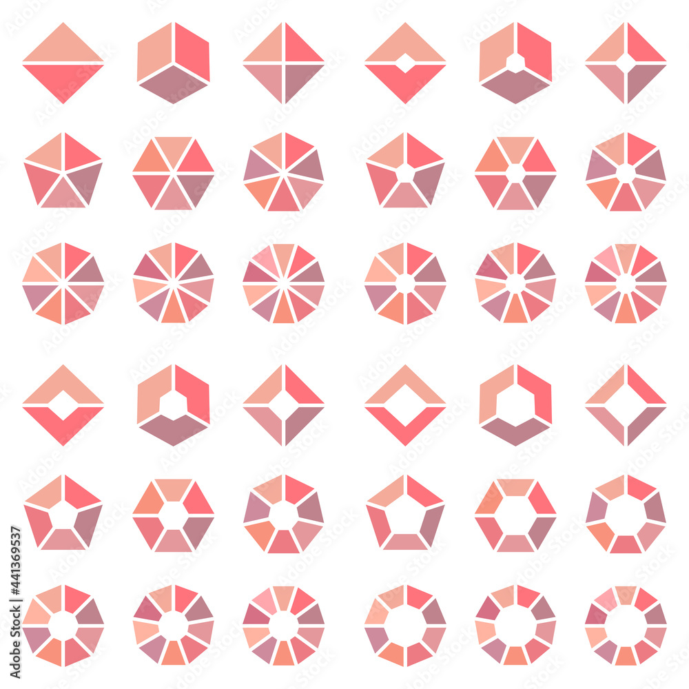 Quadrat Set Eckige Tortendiagramme Rosa Orange Lila Quadrat Set Eckige Tortendiagramme Rosa Orange Lila