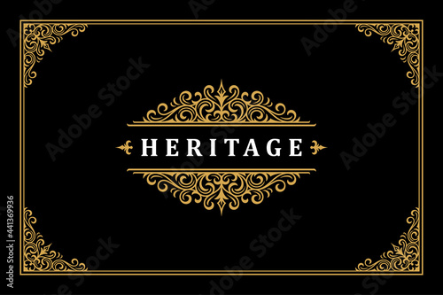 Luxury ornament vintage logo template design vector illustration