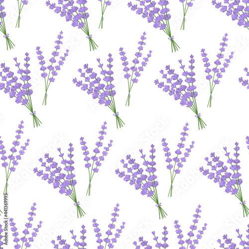 Seamless pattern bouquets lavender flowers vector illustration. Provence wildflowers