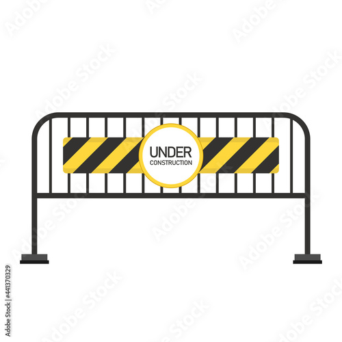 Barricade block vector. fence vector. wallpaper. free space for text. under construction. © Supakorn