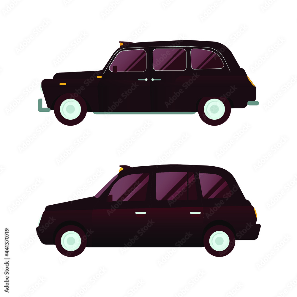 Set of Various Type of Taxi Vehicle. Modern Flat Style Vector Illustration.