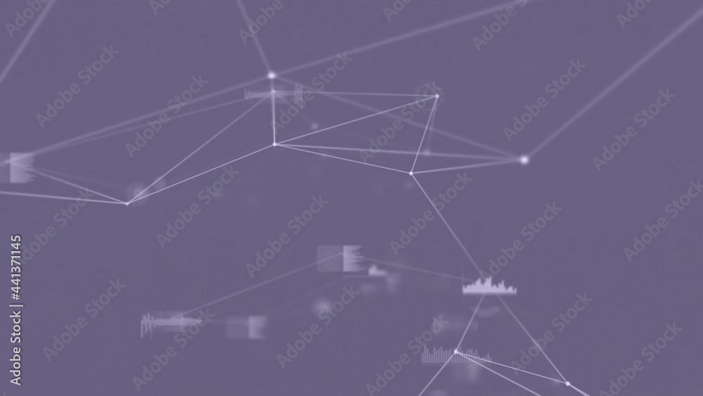 Animation of network of connections with statistics over grey background Animation of network of connections with statistics over grey background