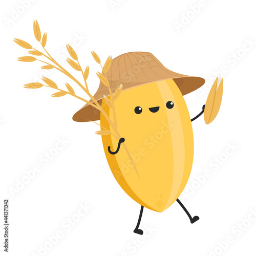 Rice character design. rice vector on white background. rice seed.