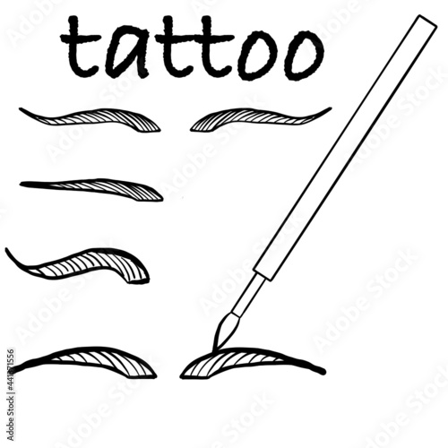 tattoo master, tattoo master, permanent tattoo master, eyebrow tattoo, eyebrows of different types,tattoo machines of different types, logo for tattoo studio, flyer for permanent tattoo master, pictur