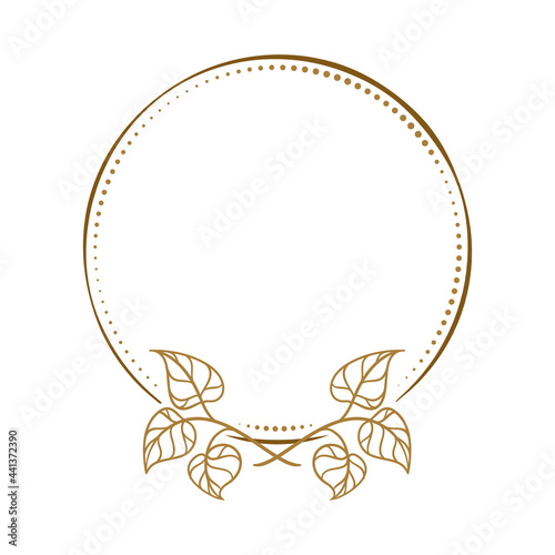 Vector round dotted frame. Autumn leaves decoration