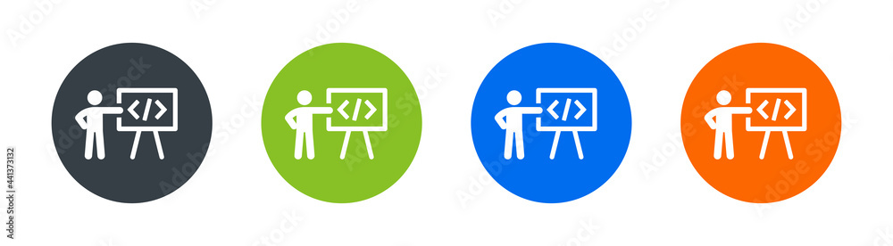 Coding development presentation icon. Vector illustration. Technology concept Coding development presentation icon. Vector illustration. Technology concept