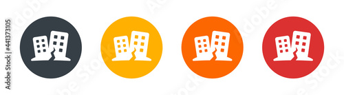 Earthquake icon vector illustration. Building collapse symbol sign.