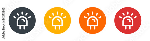 Set of led light diode icon isolated on white background. Illuminate symbol.