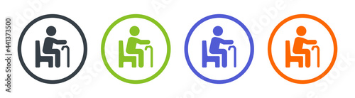 Seniors or old man sitting sign. Priority seating for customers. Vector illustration
