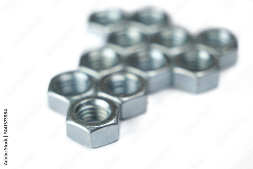 Set of nut with white background and nice blur, bokeh effect Set of nut with white background and nice blur, bokeh effect