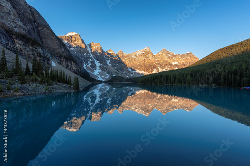 Beautiful sunrise at Rocky Mountains in Moraine lake  Banff National Park  Canada.