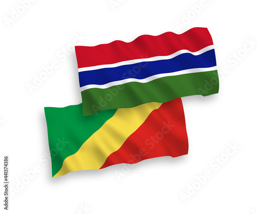 Free Download National vector fabric wave flags of Republic of the Congo and Republic of Gambia isolated on white background. 1 to 2 proportion. - GFXLoad