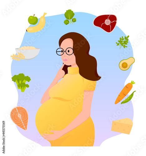 Nutrition of a pregnant woman. Diet during pregnancy. Food for a pregnant woman.