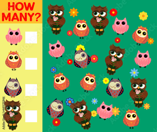 Cartoon Illustration of Educational Counting Activity Game for Children with Bird Characters © MichiruKayo