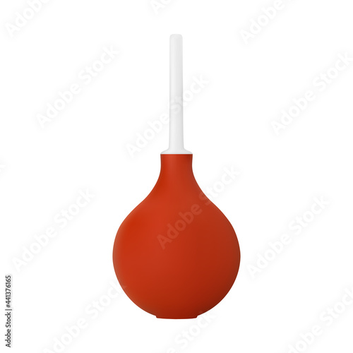 Medical rubber orange enema in the vector.Pear realistic enema vector illustration.