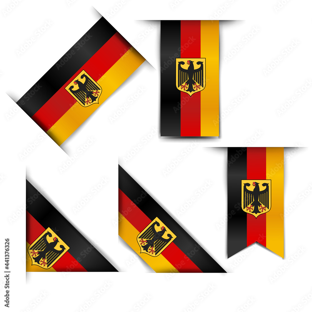 Flags of Germany. Set Realistic Flags Germany Coat Of Arms And Flag Of ...