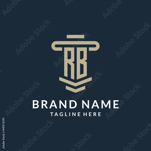 RB initial logo monogram with simple luxury pillar line vector design