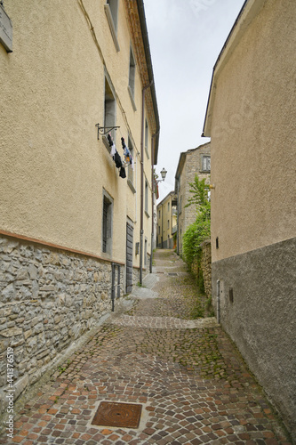 Fototapeta Naklejka Na Ścianę i Meble -  A small street between the old houses of Agnone, a medieval village in the mountains of the Molise region, Italy.