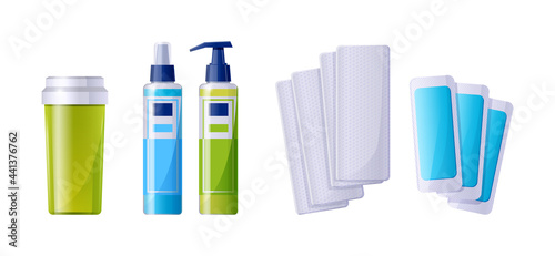 Collection of realistic depilation equipment for hair removal devices for various epilating method