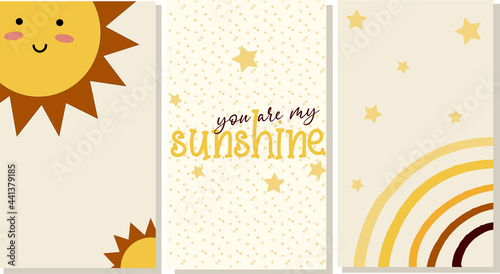 baby room wall art, printable, yellow, are my sunshine, modern wall art rainbow brown