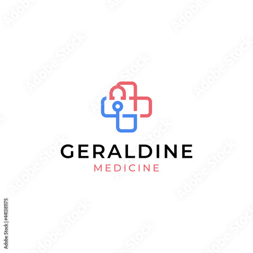 medical cross health logo vector icon illustration modern style for your business