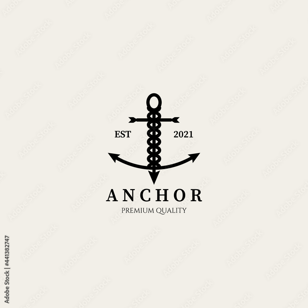 anchor logo vector design minimalist line art illustration icon creative anchor logo vector design minimalist line art illustration icon creative