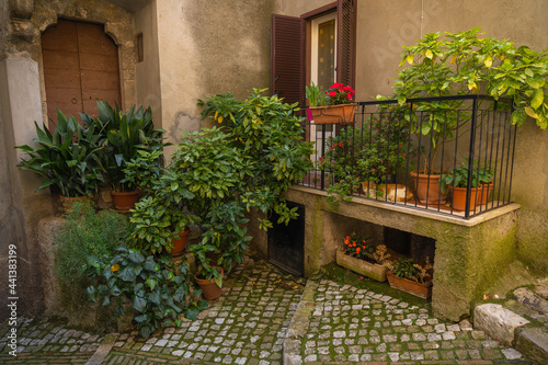 Cityscape in Castro del Volsci, Fronzinone, Italy from mountain road photo