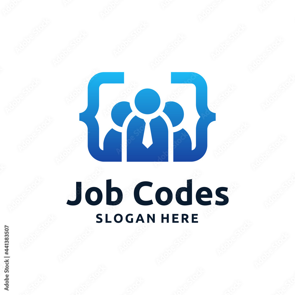 Job Code Logo Template Design. Coder creative vector illustration