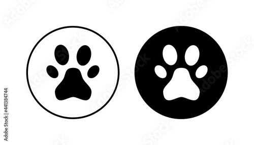 Paw icon set. paw print icon vector. dog or cat paw