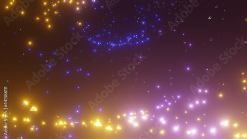 Abstract digital particle wave and light abstract background. High Quality. Abstract glowing swirl of particles background. Galaxy background with stars. Colored