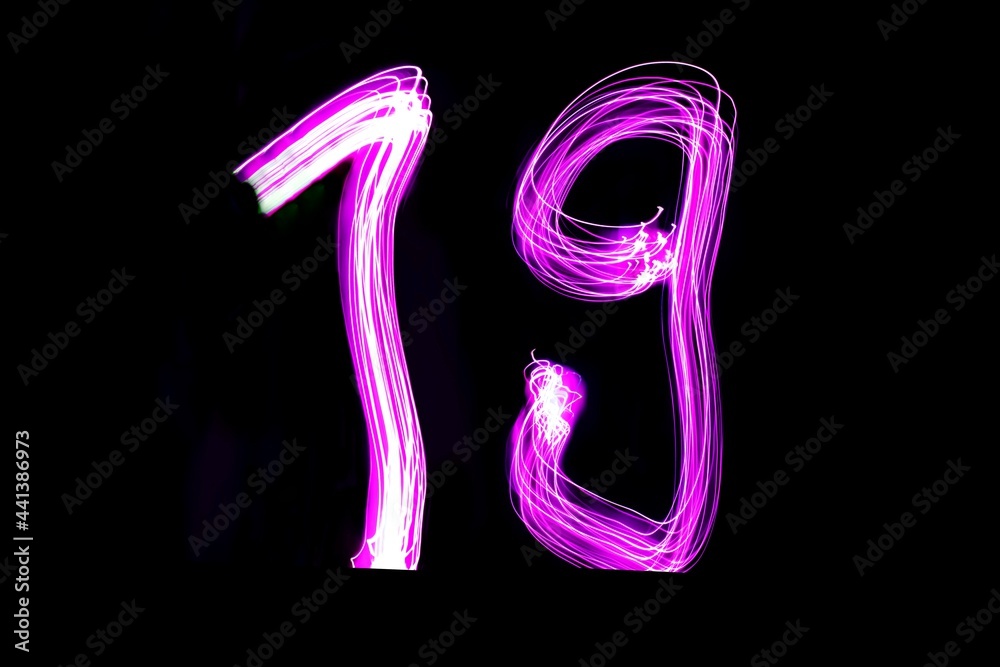 Long exposure purple lights writes 19. Long exposure purple lights writes 19.