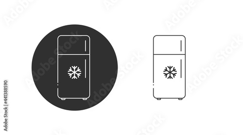Fridge Icon Set. Vector black and white isolated illustration of fridge signs