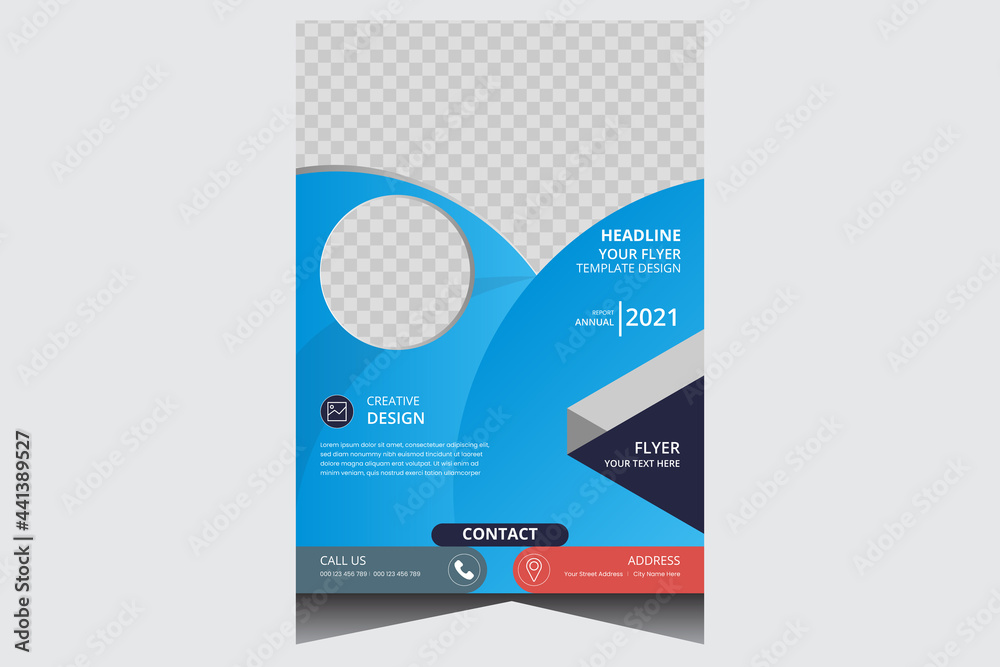Blue modern corporate business flyer design template