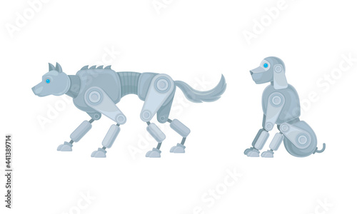 Mechanical Animals Assembled from Metal Parts Vector Set