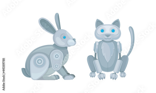 Mechanical Animals Assembled from Metal Parts Vector Set © Happypictures