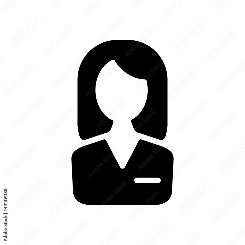 User icon of woman glyph icon. Business sign User icon of woman glyph icon. Business sign
