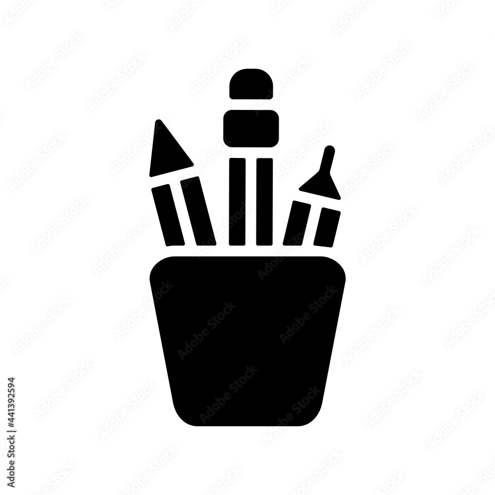 Pencil stand outline glyph icon. Workspace sign Pencil stand outline glyph icon. Workspace sign