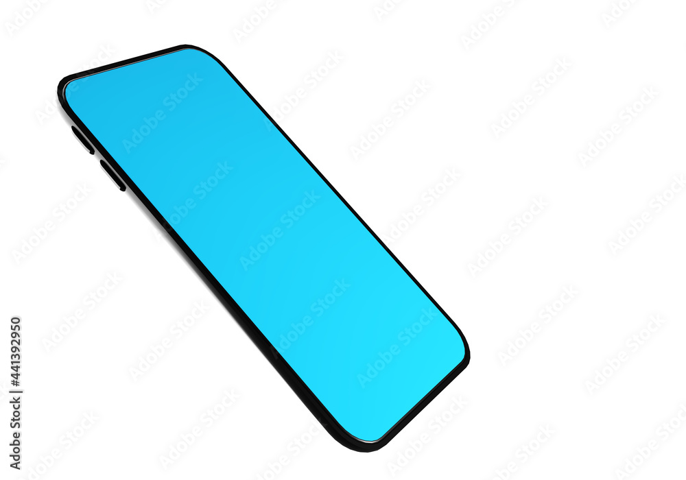 Mock-up smart phone blue screen. Smartphone display front view on white background. Smartphone design with screen up. Realistic smartphone design with blank screen. Phone 3d rendering. Mock-up smart phone blue screen. Smartphone display front view on white background. Smartphone design with screen up. Realistic smartphone design with blank screen. Phone 3d rendering.