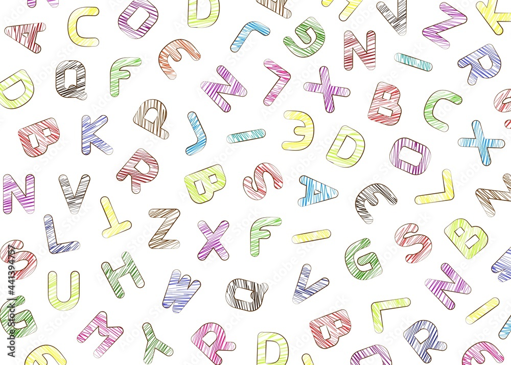 Multicolored block letters in grunge style. Background. Multicolored block letters in grunge style. Background.