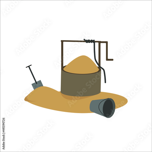  Sand-filled well for water. Water shortage.